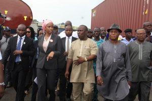 Bala Usman, Hassan Bello on inspection tour of port access road in Lagos